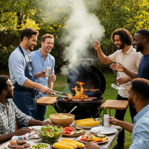 amici barbecue insieme