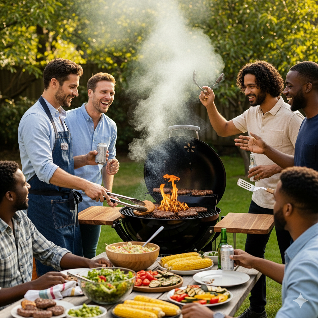 amici barbecue insieme